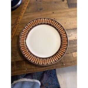 Vintage MCM Ironstone Sunflower Charger PLATE 12.5” Brown Orange Atomic